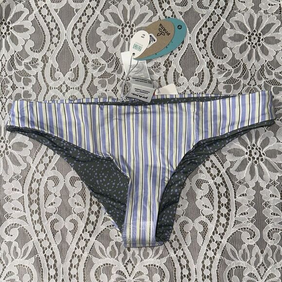 prAna XS Jess Gemma Reversible Swim Bikini Set Spotted Green Blue Yellow Stripe - Picture 13 of 17